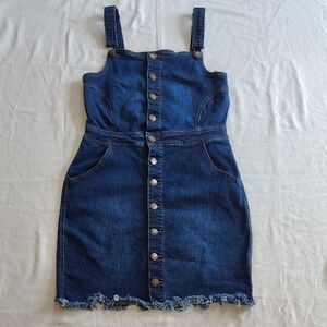 Wax Jean Basic Denim Overalls Dress Size L Blue